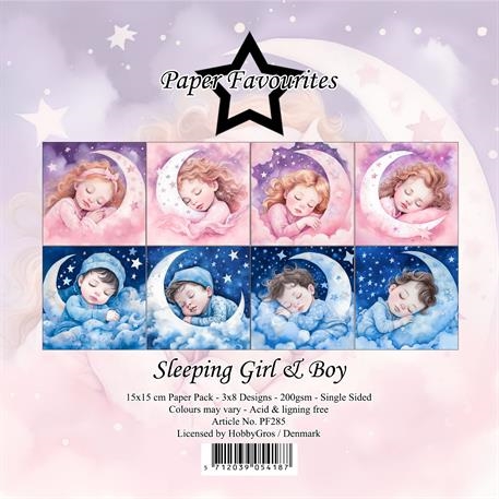 Paper Favourites Sleeping girl and Boy 3x8design 15x15cm 200g